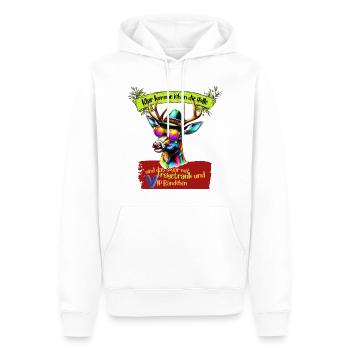 Klar komm ich in die Hölle - Männer Premium Bio Hoodie - Weiß - Vorne - Nico (187cm)