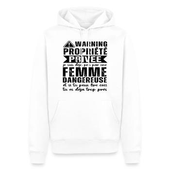 Warning propriété privée humour couple St Valentin - Sweat à capuche Premium bio Homme - blanc - Devant - Nico (187cm)