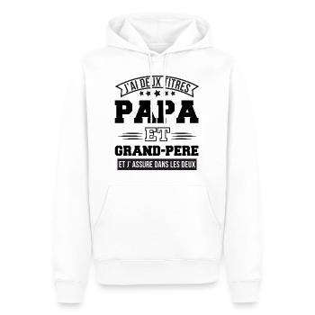 J'ai deux titres papa et papy cadeau fête des père - Sweat à capuche Premium bio Homme - blanc - Devant - Nico (187cm)