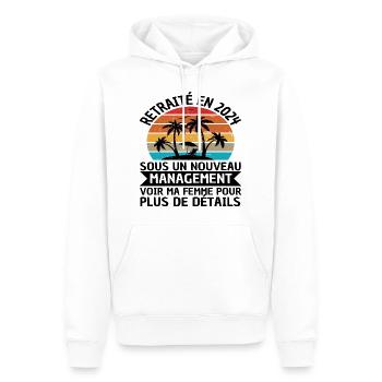 Retraité en 2024 humour retraite cadeau retraité - Sweat à capuche Premium bio Homme - blanc - Devant - Nico (187cm)