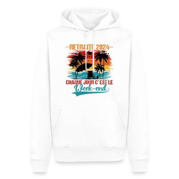 Retraité 2024 humour retraite cadeau pour retraité - Sweat à capuche Premium bio Homme - blanc - Devant - Nico (187cm)