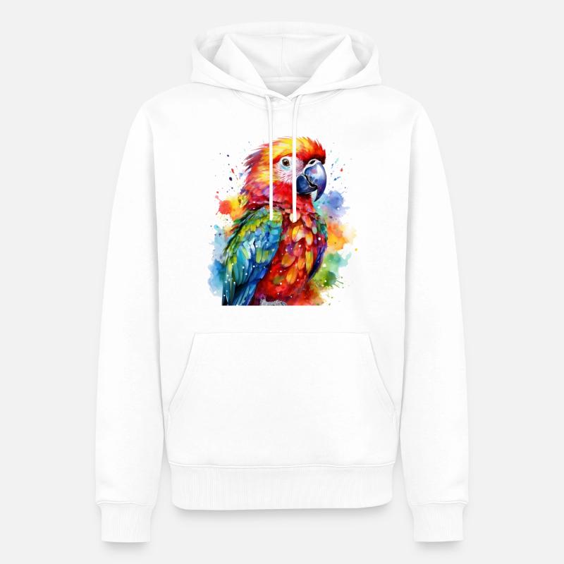 Farbenfroher Papagei - Männer Premium Bio Hoodie - Weiß