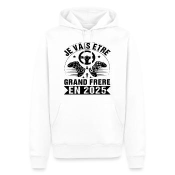 Grand Frère 2025 Annonce Naissance Geek Gamer - Sweat à capuche Premium bio Homme - blanc - Devant - Nico (187cm)