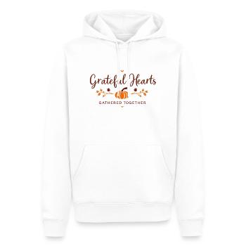 Grateful & Gathered – Thanksgiving Charm - Men’s Premium Organic Hoodie - white - Front - Nico (187cm)