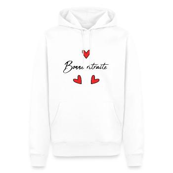 RUHESTAND. RUHESTAND. PENSIONIERT. GLÜCKLICHER RUHESTAND - Männer Premium Bio Hoodie - Weiß - Vorne - Nico (187cm)