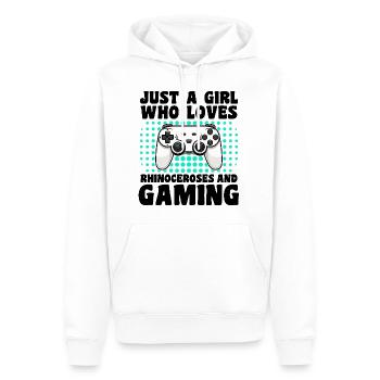 Gamer und Rhinoceros: Videospiele und Macht - Männer Premium Bio Hoodie - Weiß - Vorne - Nico (187cm)