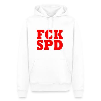 Fck spd - Männer Premium Bio Hoodie - Weiß - Vorne - Nico (187cm)