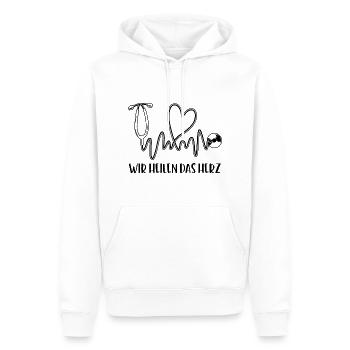 Herzformiges Stethoskop: Wir heilen das Herz - Männer Premium Bio Hoodie - Weiß - Vorne - Nico (187cm)