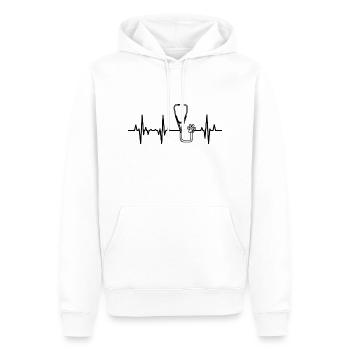 Stéthoscope ECG Ligne Cardiaque - Sweat à capuche Premium bio Homme - blanc - Devant - Nico (187cm)
