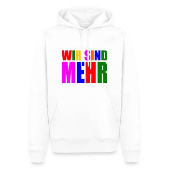 Wir sind mehr - Männer Premium Bio Hoodie - Weiß - Vorne - Nico (187cm)