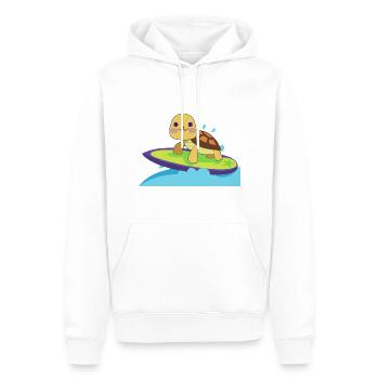 Kawaii Turtle Surfer - Cute Beach Design - Men’s Premium Organic Hoodie - white - Front - Nico (187cm)