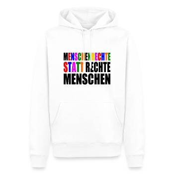 menschenrechte statt rechte menschen - Männer Premium Bio Hoodie - Weiß - Vorne - Nico (187cm)