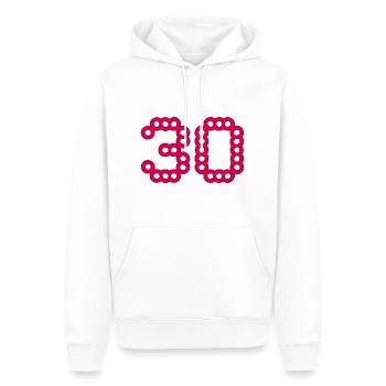 30. 30 YEARS. 30th ANNIVERSARY. 30 YEARS ANNIVERSARY. - Men’s Premium Organic Hoodie - white - Front - Nico (187cm)