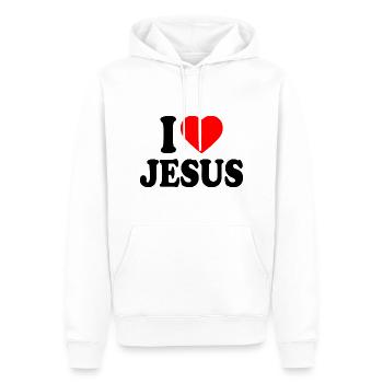 I love jesus - Sweat à capuche Premium bio Homme - blanc - Devant - Nico (187cm)