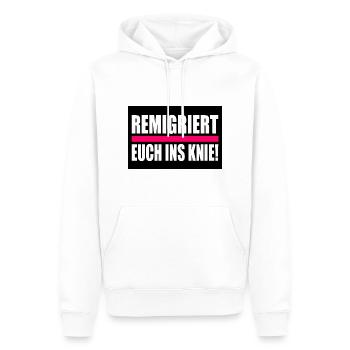 remigriert euch ins knie - Männer Premium Bio Hoodie - Weiß - Vorne - Nico (187cm)