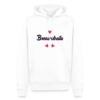 RETRAITE. RETRAITE. RETRAITEE. RETRAITE - Sweat à capuche Premium bio Homme - blanc - Devant - Nico (187cm)