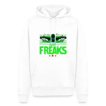 Swim Schwimmen Schwimm Sport Tri - Just Freaks ® - Männer Premium Bio Hoodie - Weiß - Vorne - Nico (187cm)