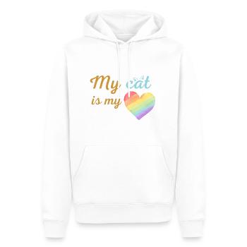 My cat is my loving rainbow blue - Sweat à capuche Premium bio Homme - blanc - Devant - Nico (187cm)