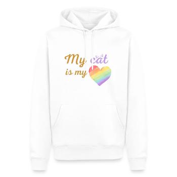 Meine Katze ist mein liebevolles Regenbogen-Lila - Männer Premium Bio Hoodie - Weiß - Vorne - Nico (187cm)