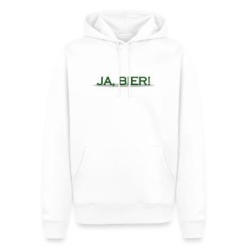 JA BIER grüne Schrift - Männer Premium Bio Hoodie - Weiß - Vorne - Nico (187cm)