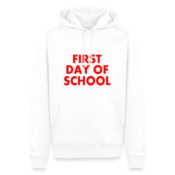 First day of school - Sweat à capuche Premium bio Homme - blanc - Devant - Nico (187cm)