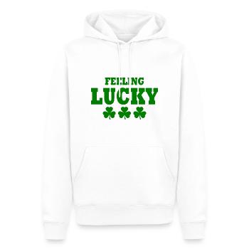 feeling lucky - Männer Premium Bio Hoodie - Weiß - Vorne - Nico (187cm)
