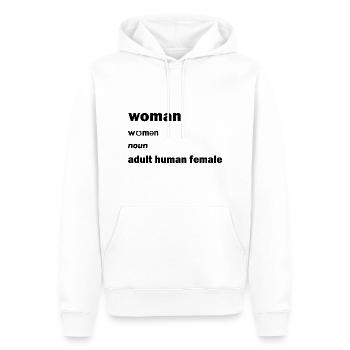 adult human female - Sweat à capuche Premium bio Homme - blanc - Devant - Nico (187cm)