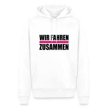 Wir fahren zusammen - Männer Premium Bio Hoodie - Weiß - Vorne - Nico (187cm)