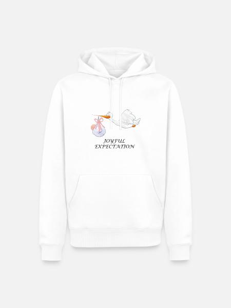 Grossesse Grossesse Bébé Grossesse Naissance Cigogne - Sweat à capuche Premium bio Homme - blanc