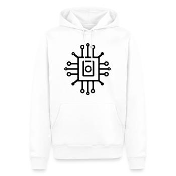 Digital Computer Chip Symbol - Männer Premium Bio Hoodie - Weiß - Vorne - Nico (187cm)