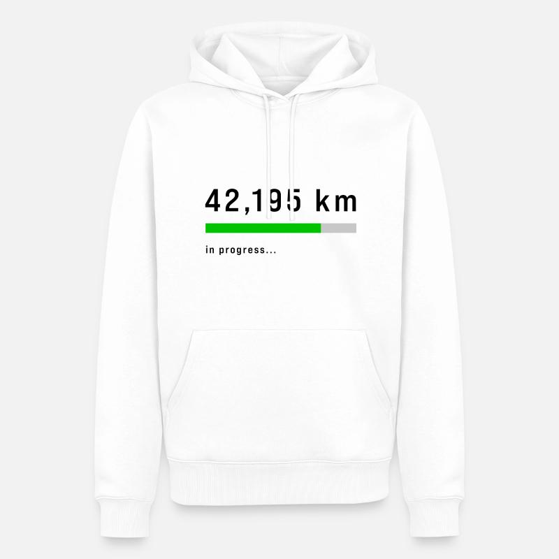 41,195 km in Progress - Männer Premium Bio Hoodie - Weiß