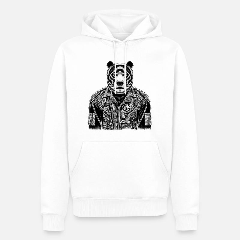 Ours de roche - Sweat à capuche Premium bio Homme - blanc