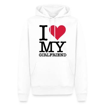 Ich liebe meine Freundin - Männer Premium Bio Hoodie - Weiß - Vorne - Nico (187cm)
