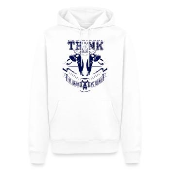 Pas ta mère, pas votre lait (bleu) - Sweat à capuche Premium bio Homme - blanc - Devant - Nico (187cm)