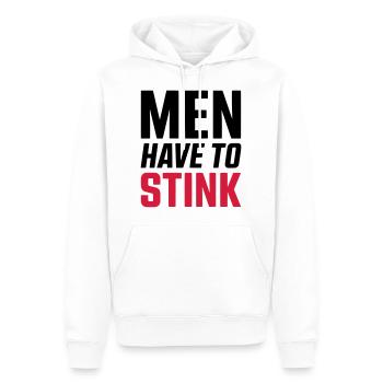 MEN HAVE TO STINK - SIMPLE - Männer Premium Bio Hoodie - Weiß - Vorne - Nico (187cm)