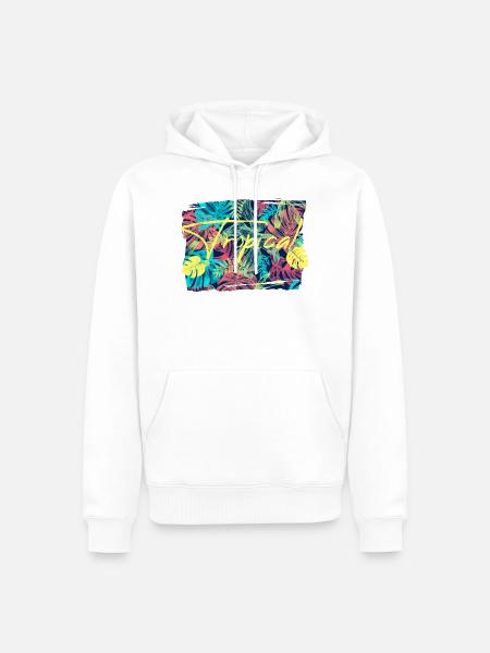 Tropical leaves - Men’s Premium Organic Hoodie - white
