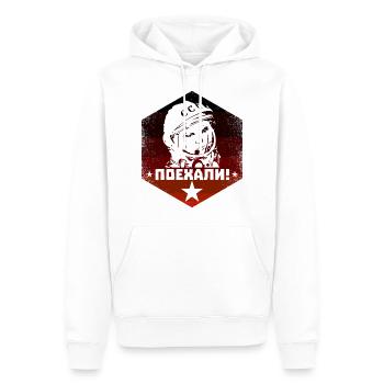 Juri Gagarin - Let's Go - Sowjet Vintage - Männer Premium Bio Hoodie - Weiß - Vorne - Nico (187cm)