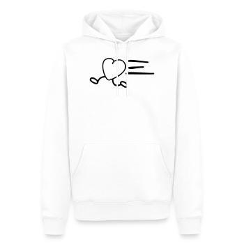 Petit coeur court un marathon - Sweat à capuche Premium bio Homme - blanc - Devant - Nico (187cm)