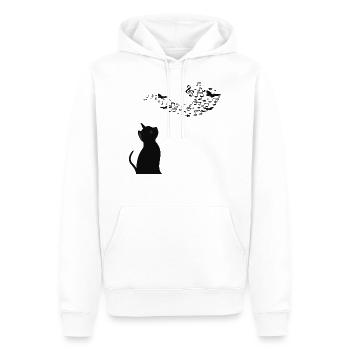 Katze mit Musiknoten - Männer Premium Bio Hoodie - Weiß - Vorne - Nico (187cm)