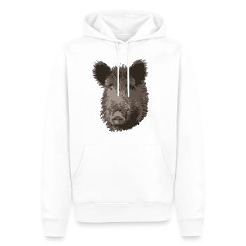 Wild Boar - Wildschwein - Keiler - Männer Premium Bio Hoodie - Weiß - Vorne - Nico (187cm)