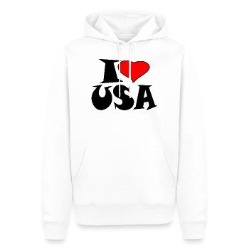 Amérique - J'aime les Etats-Unis - Sweat à capuche Premium bio Homme - blanc - Devant - Nico (187cm)