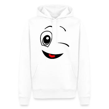 Funny Winking Face Smile Fun Gift - Men’s Premium Organic Hoodie - white - Front - Nico (187cm)