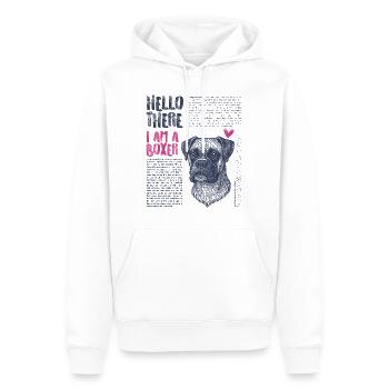 Boxer – strong, loyal & always in a good mood - Men’s Premium Organic Hoodie - white - Front - Nico (187cm)