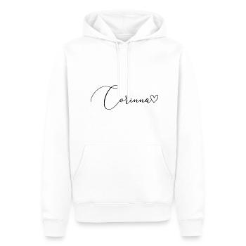 Corinna Nom Prénom Fille - Sweat à capuche Premium bio Homme - blanc - Devant - Nico (187cm)