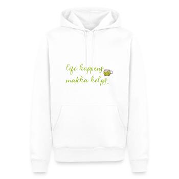 Life Happens Matcha Helps /Matcha Lovers GIft Idea - Sweat à capuche Premium bio Homme - blanc - Devant - Nico (187cm)