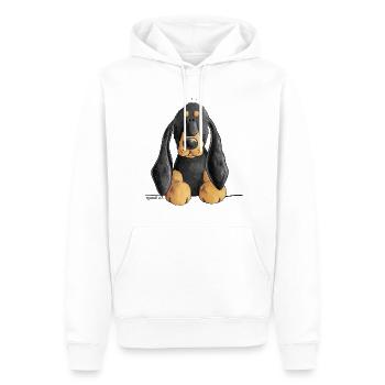 Chien de bande dessinée noir et beige Coonhound - Sweat à capuche Premium bio Homme - blanc - Devant - Nico (187cm)