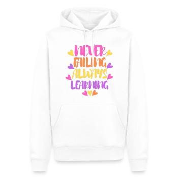 design avec le dicton motivant_phrase motivation - Sweat à capuche Premium bio Homme - blanc - Devant - Nico (187cm)