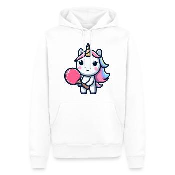 Licorne Licorne avec raquette de tennis de table pour - Sweat à capuche Premium bio Homme - blanc - Devant - Nico (187cm)