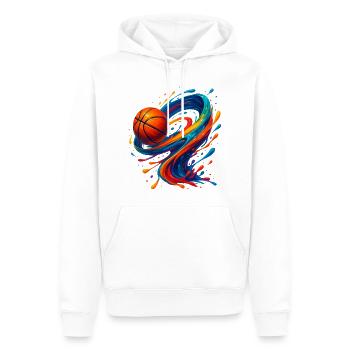 Lebendiger Orbit Basketball Splash - Männer Premium Bio Hoodie - Weiß - Vorne - Nico (187cm)