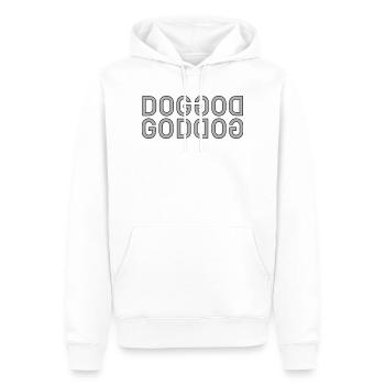Typographie du miroir du Dieu Chien - Sweat à capuche Premium bio Homme - blanc - Devant - Nico (187cm)